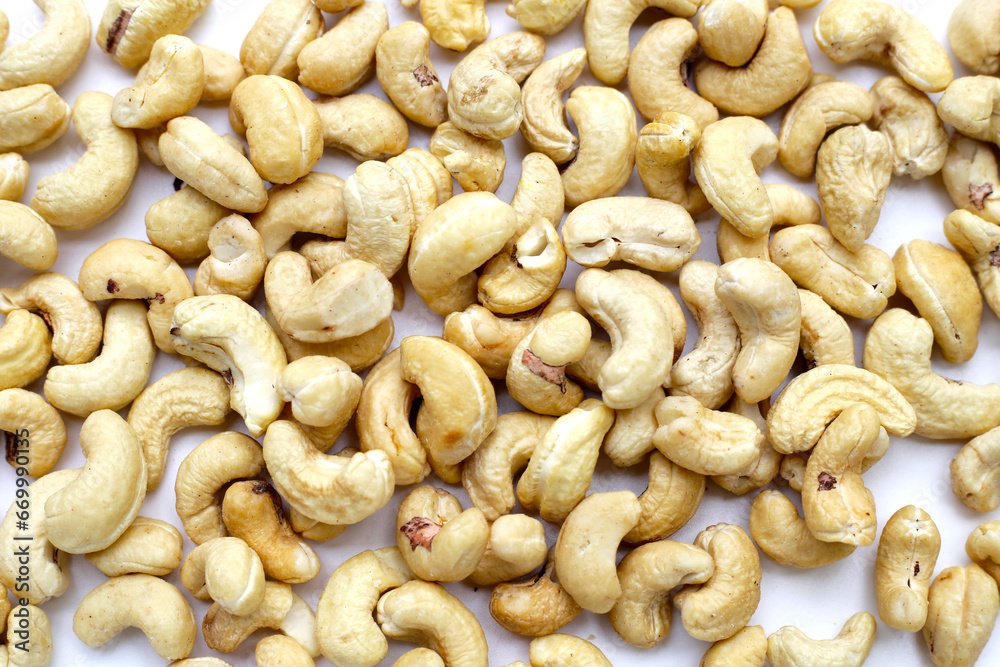Cashew nuts on white background. Cashew nuts on white background.
