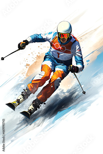 Downhill skier illustration.