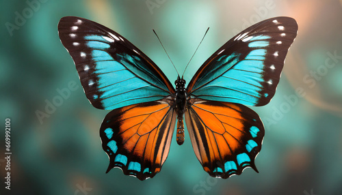 turquoise blue orange and black butterfly as a transparent and isolated graphic resource high detail © Nichole