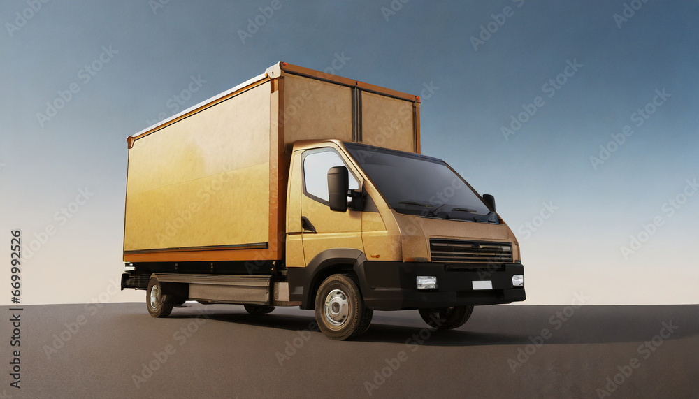 cargo van photorealistic 3d rendering with transparent background