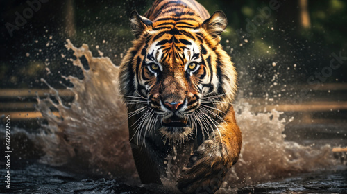 Focused Tiger A Majestic Predator in its Natural Habitat