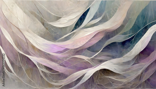 the wind in the willows abstract impressionism smooth wavy segments made of gossamer silk intricate details 8k harmonious waves vibrant pastel color gradient in the style of layered translucency photo
