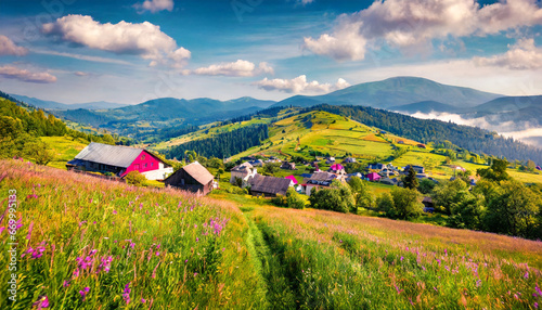 long phocus picture spectacular summer view of mountain village wonderful morning scene of carpathian mountains snidavka village location ukraine beautiful summer scenery photo