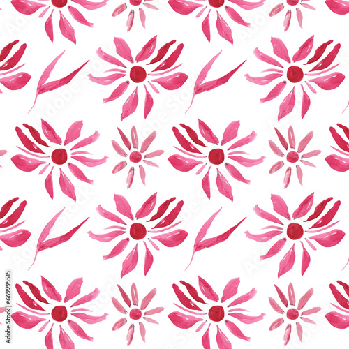 Floral pattern with rose flowers. Watercolor seamless border for floral background  textile. Isolated illustration of design elements.