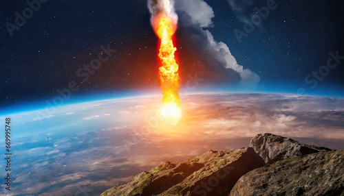 meteor impact on earth fired asteroid in collision