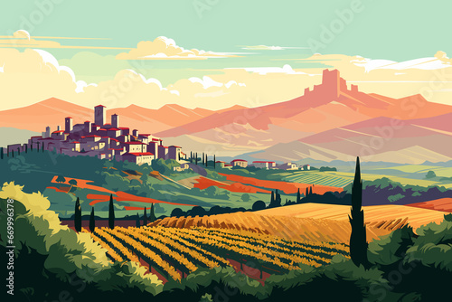 Italy flat art landscape illustration 