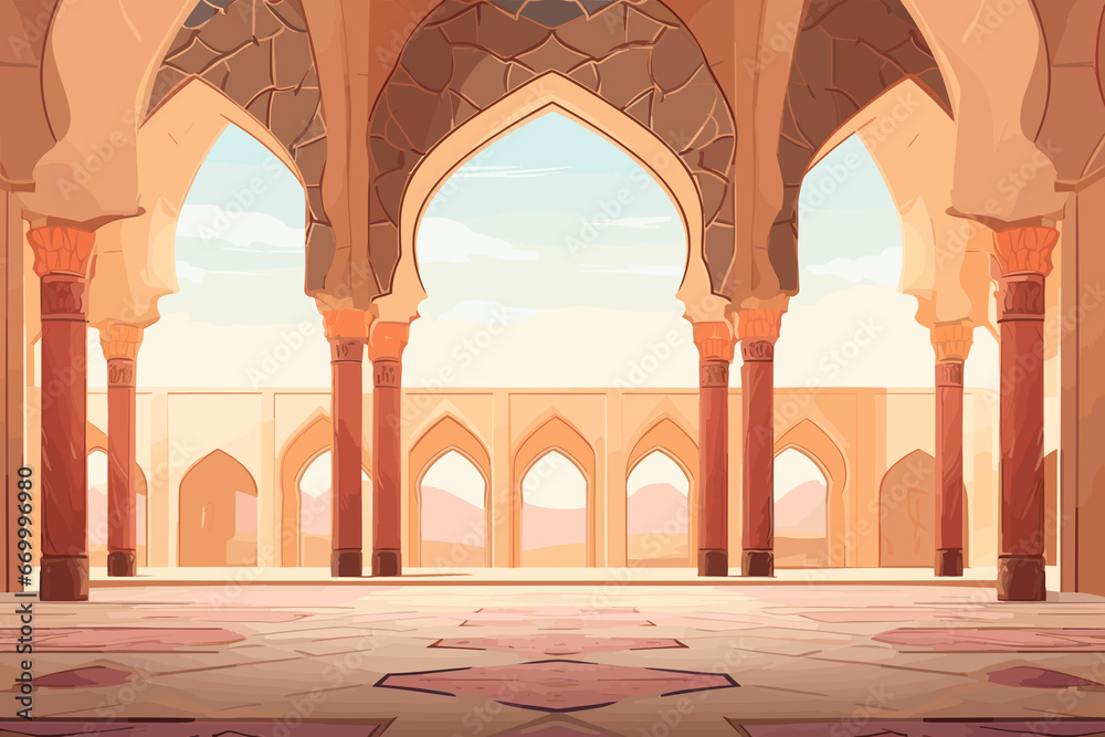 Fotografie Iran flat art landscape illustration
