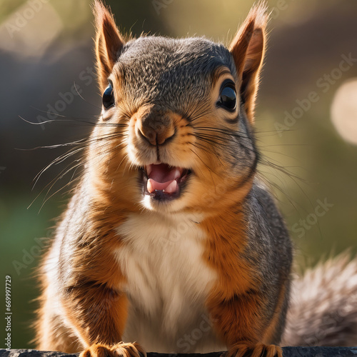 Graphics Generative AI image of cute little squirrel 

