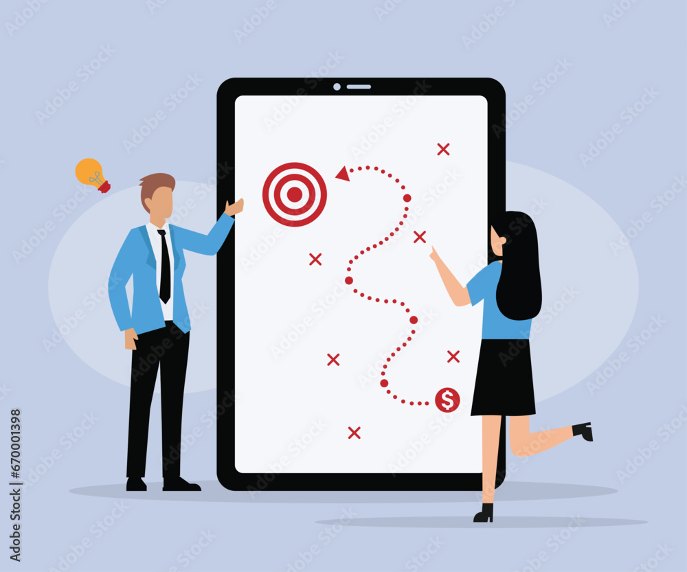 team brainstorm or competitor analysis, business success 2D flat vector concept for banner, website, illustration, landing page, flyer, etc