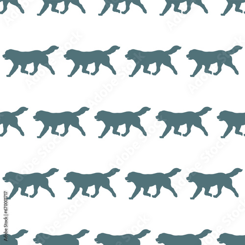 Seamless pattern. Running newfoundland dog isolated on a white background. Endless texture. Pet animals. Design for wallpaper  template  print. Vector illustration.