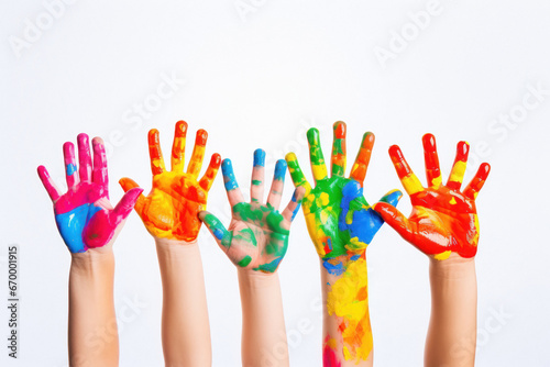 painted palm with colorful paints