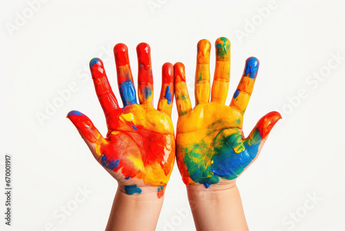 painted palm with colorful paints