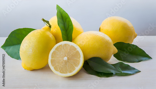 Pile of lemons on white background, lemon | Ai generated