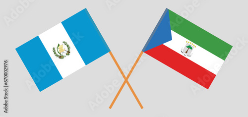 Crossed flags of Guatemala and Equatorial Guinea. Official colors. Correct proportion