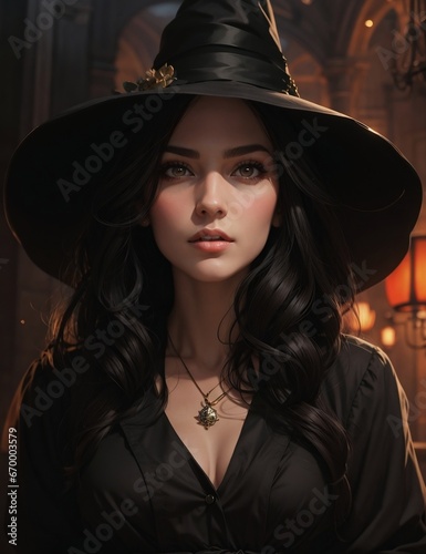 Illustration d'une belle femme qui est peut-être une sorcière