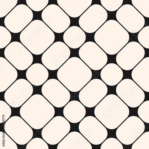 Simple elegant seamless pattern: geometric lattice grid in black and white color. Vector background with nodes, lines, mesh, net. Repeat ornament texture in modern style. Design for decor, print