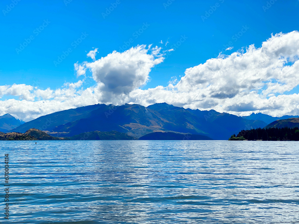 View of Lake Wanaka in Queenstown, New Zealand View of Lake Wanaka in Queenstown, New Zealand