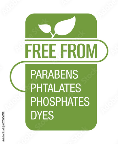 Free from parabens, dyes and other rectangle icon
