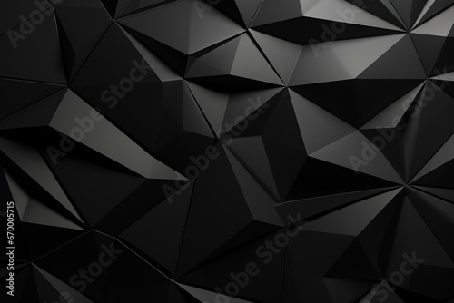 Dark polygon 3D wall with futuristic black surface. Generative AI