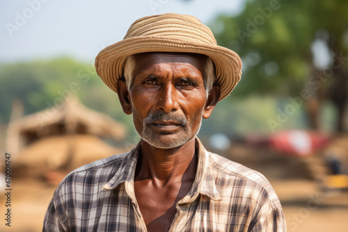 indian farmer standing at the farm