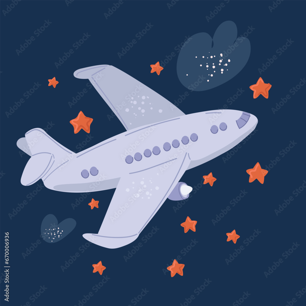 Naklejka premium Cartoon vector illustration of airplane outline. Airplane