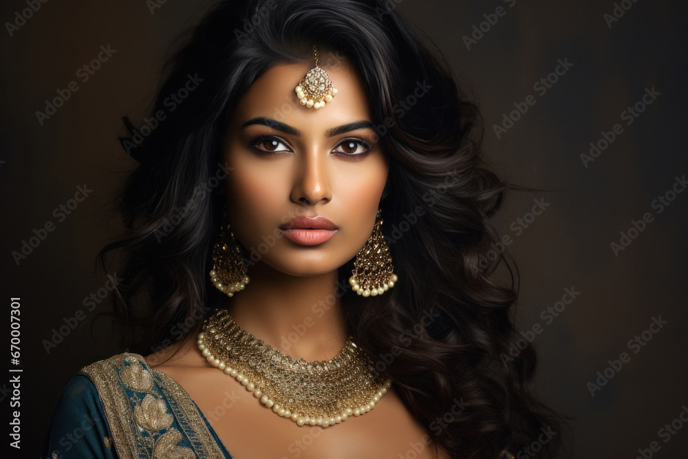 Beautiful young Indian woman with long hair style Beautiful young Indian woman with long hair style