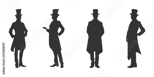 Silhouette of an elegant man in a top hat. Vector illustration © YULIIA