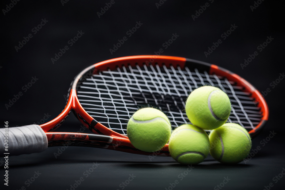 Tennis balls with a racket