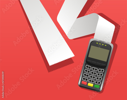 Payment terminal with long tape for receipts