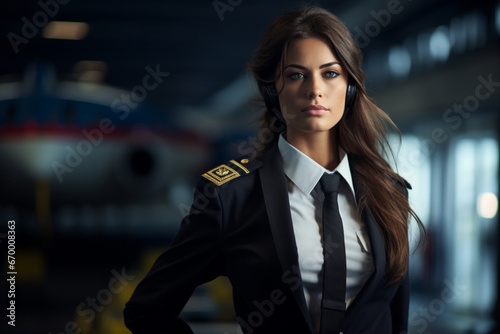 Portrait of an airline pilot woman