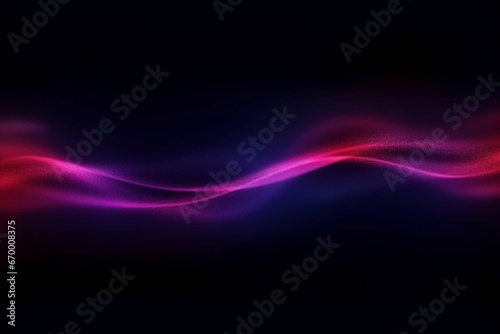 Vibrant Magenta-Purple Abstract Wave on Dark Blue to Red Ombre Background, Neon Glow, Shimmering Light, and Rough Textured Grains