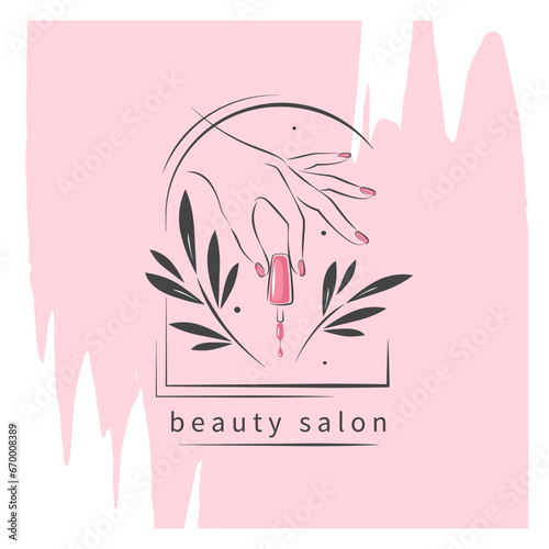Nail studio logo. Nail polish. Minimalistic vector illustration for beauty salon