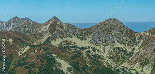 Ostry Rohac, Placlive, Tri kopy and Hruba kopa mountain peaks in Western Tatras mountains in Slovakia