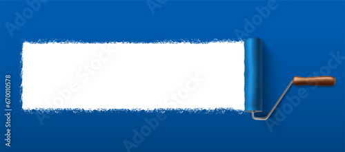 Vector design banner with blue paint ruler and copy space for your text.