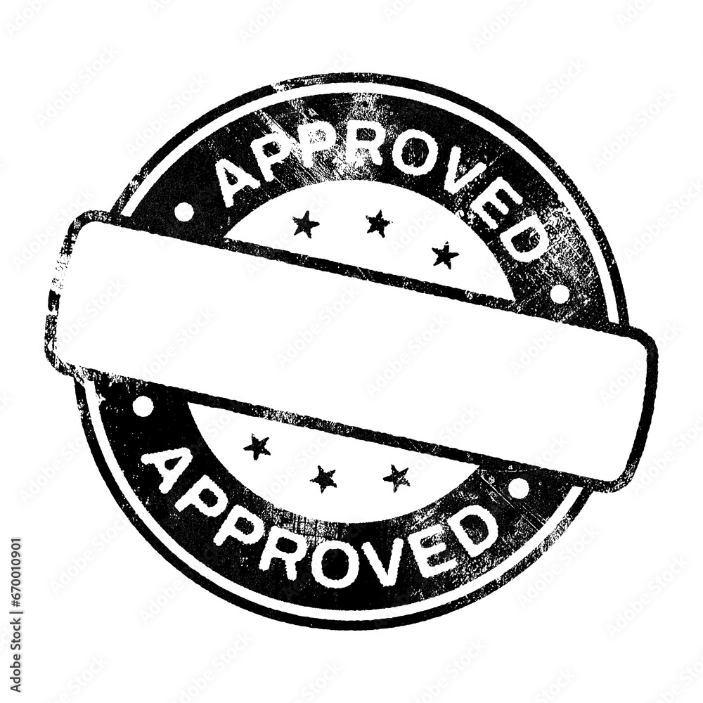 Grunge Approved stamp template isolated on transparent background Stock