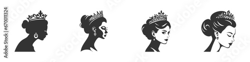 Silhouette of girl head beauty queen. Vector illustration