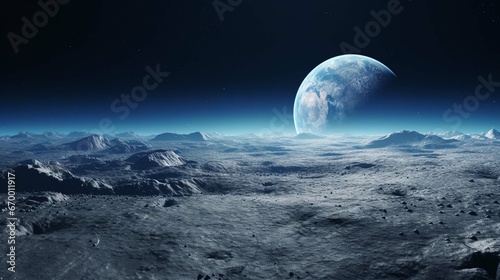 Blue Earth seen from the moon s surface 