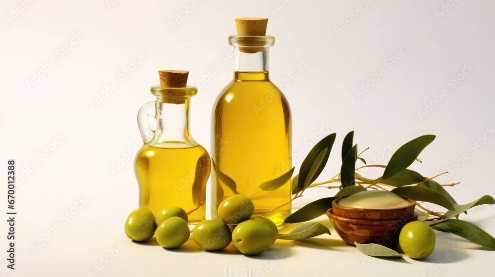 Generate a photography of olive oil and olives Generate a photography of olive oil and olives
