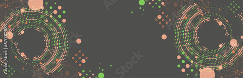 Halftone theme. Science abstract background with connecting dots and lines. Hand drawn vector art.