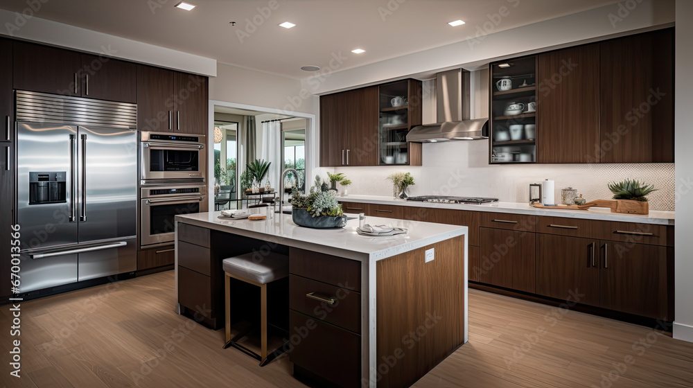 Fototapeta premium modern kitchen interior: wood and white
