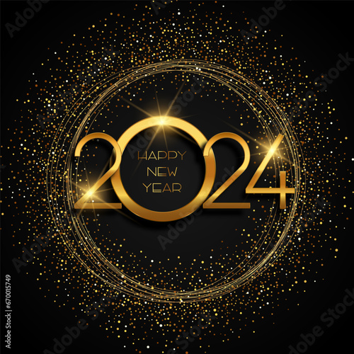 Happy New Year background with a glittery gold sparkle design