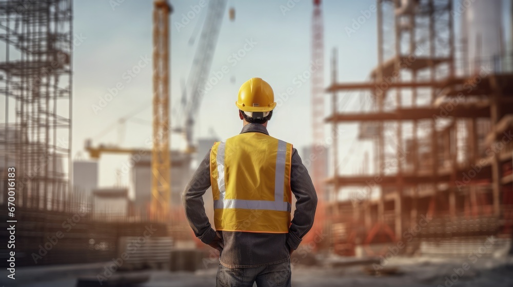 Generate a photography of construction workers on construction site