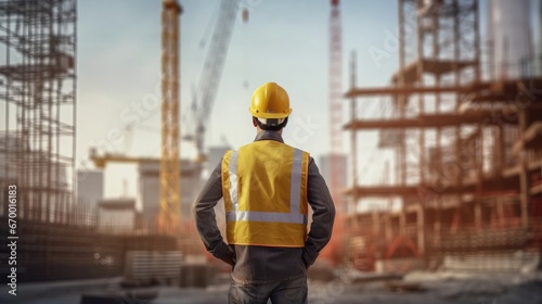 Generate a photography of construction workers on construction site