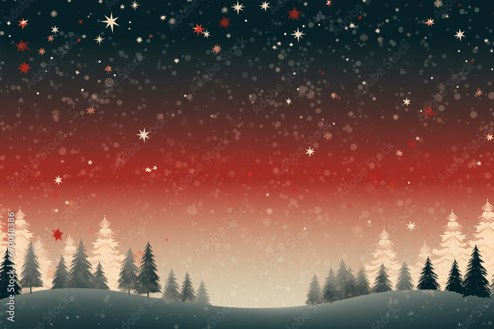 minimalistic winter landscape with christmas trees with copy space. Image for christmas greeting cards or marketing campaign.