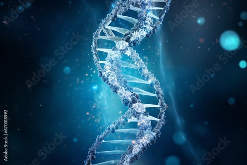 Blue DNA Strand in Scientific Display