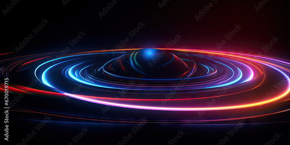Vibrant neon lights forming a mesmerizing circular pattern. Vibrant neon lights forming a mesmerizing circular pattern.