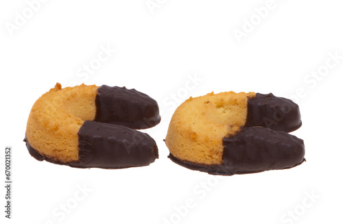 Italian cookies in chocolate glaze isolated photo