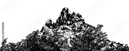 Panoramic snowy mountains isolated graphic