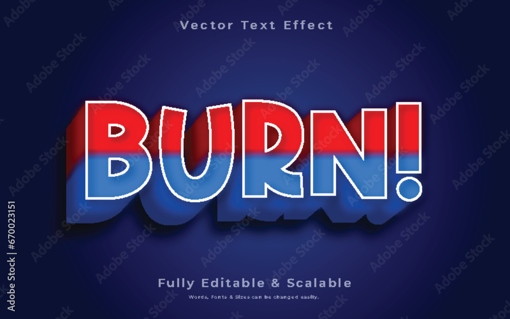 Obraz premium Burn 3d text effect vector download