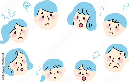 家族　困っている表情　三世代